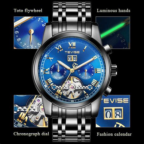 Buy Tevise Mens Mechanical Watches Stainless Steel Tourbillon Moon