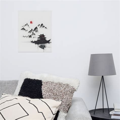 PRINTABLE Chinese Ink Painting Mountains and River Landscape Wall Art Chinese Art Digital ...