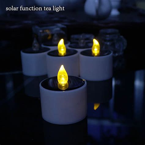 Set Of Yellow Solar Power Led Candles Flameless Electronic Solar Led