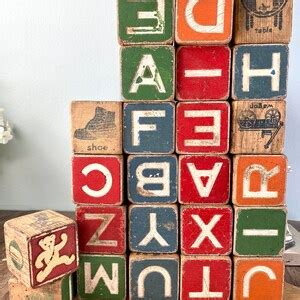 Vintage Wooden Toy Blocks - Etsy