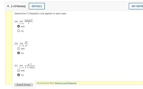 Solved Determine If L Hopital S Rule Applies In Each Case Chegg