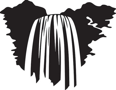 Premium Vector | A black and white drawing of a waterfall with a black ...