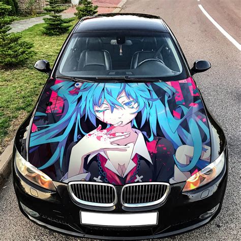 Miku Anime Girl Car Hood Wrap, Car Hood Decal, Car Hood Sticker, Hood Wrap for Cars, Truck Hood ...