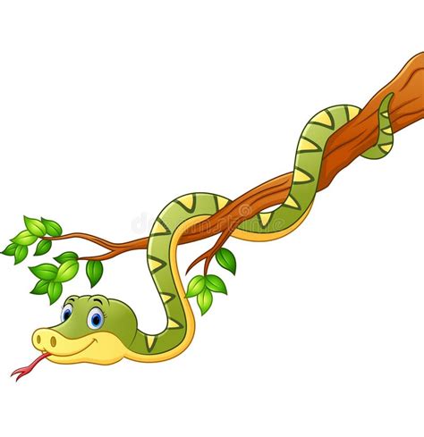cartoon snake  branch stock vector illustration  character
