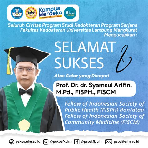 Selamat Sukses Atas Gelarnya Prof Dr Dr Syamsul Arifin M Pd