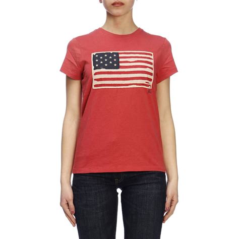 Outlet De Polo Ralph Lauren Camiseta Para Mujer Rojo Camiseta Polo