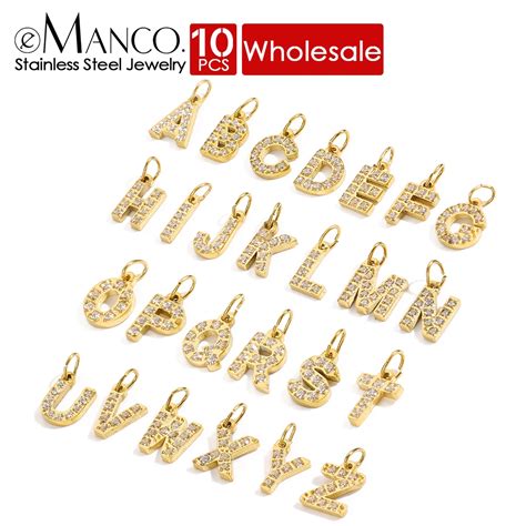 Emanco Pcs Diamond Alphabet Pendant For Women Diy Necklace Bracelet