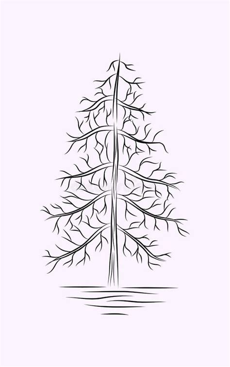 Tree Line Art Black and White Sketches Drawing Stock Vector ...