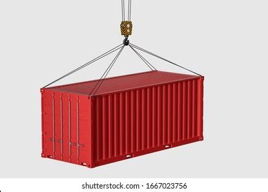 Red Twenty Feet Cargo Container Hanging Stock Illustration 1613848558