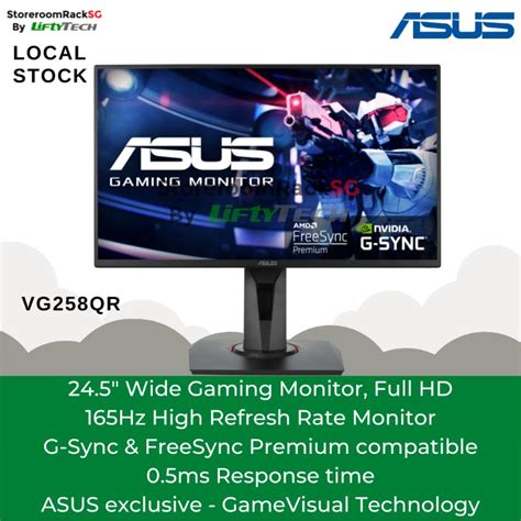 Asus Gaming Monitor Vg258qr 245 Full Hd 165hz Refresh Rate 05ms