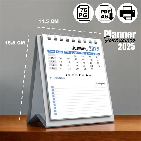 Calendário 2025 com Planejamento Financeiro - Maydisil | Hotmart