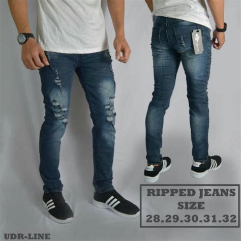 Jual Celan Jeans Pria Masa Kini Model Sobek Sobek Shopee Indonesia