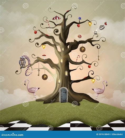 Alice in Wonderland Tree of Life Stock Illustration - Illustration of ...