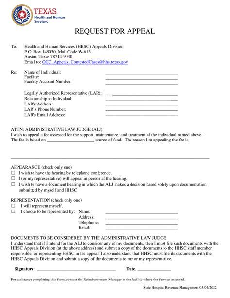 Texas Request For Appeal Fill Out Sign Online And Download Pdf Templateroller