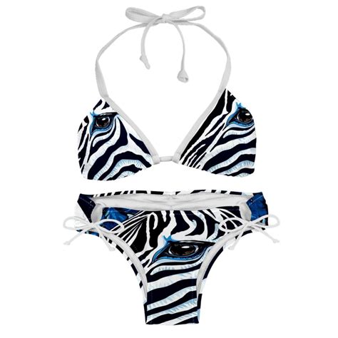 Zebra Adjustable Strap Bikini Set With Detachable Sponge Two Pack