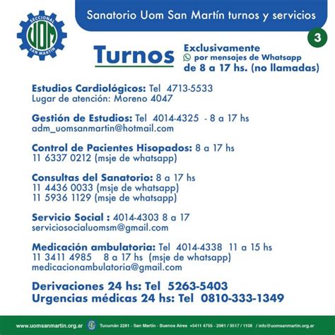 Líneas De Contacto Atención Médica Uom San Martín