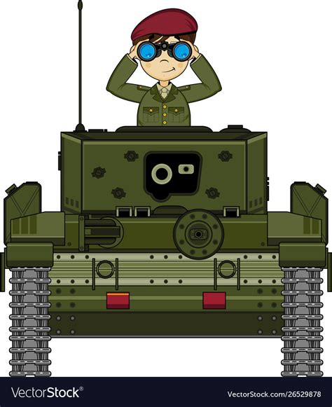 Cartoon army soldier and tank Royalty Free Vector Image