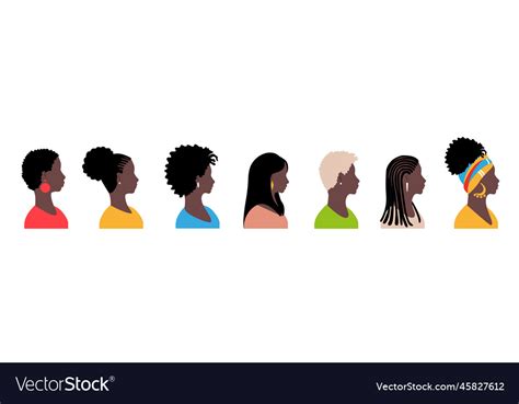 Beautiful Black Girls Set Royalty Free Vector Image