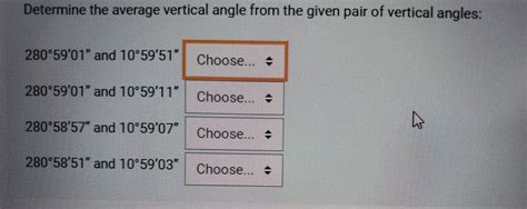 Solved Determine the average vertical angle from the given | Chegg.com