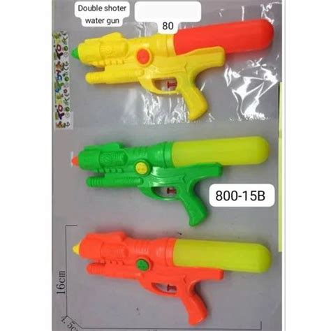 Green And Yellow Pp Plastic Double Shouter Holi Water Gun Beads Size