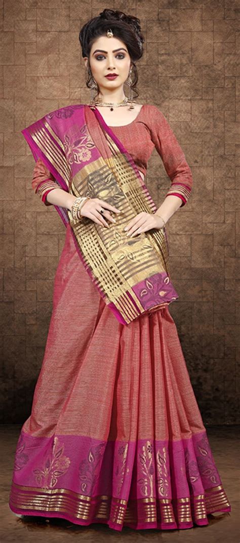 Buy Elegant Red Colored Festive Wear Chanderi Silk Saree For Womens