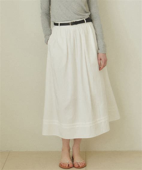 MUSINSA公式 OURHOPE Pintuck shirring long skirt white