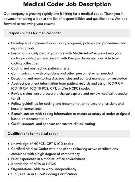 Medical Coder Job Description Velvet Jobs