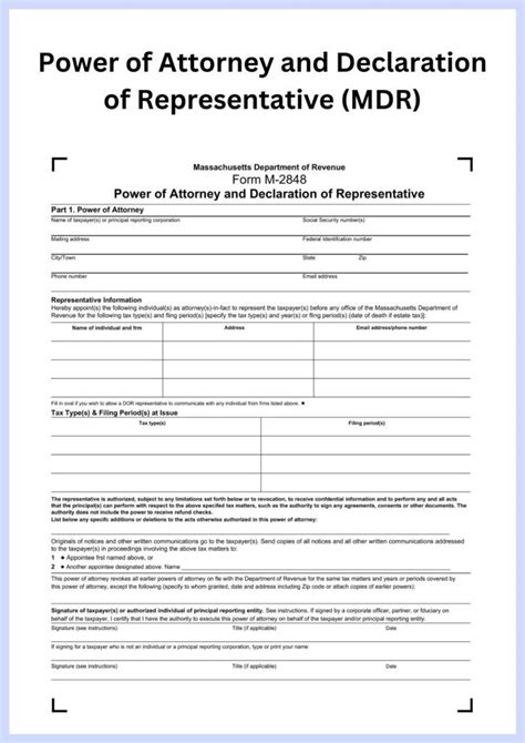 The Power Of Attorney And Declaration Of Representative Dmr Is Shown In