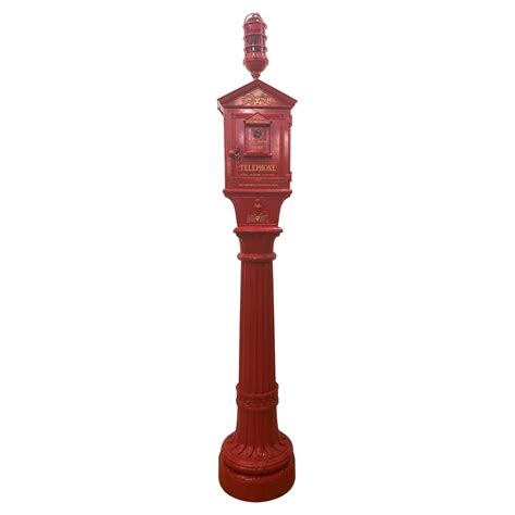 Gamewell Co Red Fire Alarm Call Box Telephone Pedestal Restored For