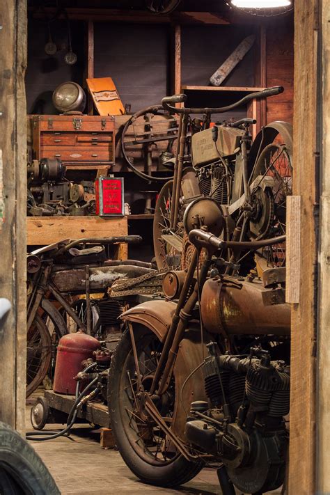 Vintage Motorcycle in Garage