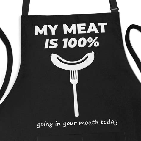 APRON DADDY Funny BBQ Apron For Men My Meat Is 100 Going In Your