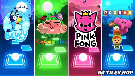 Bluey Bingo Vs Cocomelon Vs Pinkfong Hogi Vs Pocoyo Friends Tiles Hop