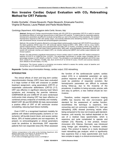 Pdf Non Invasive Cardiac Output Evaluation With Co2 Rebreathing