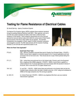 Fillable Online Testing For Flame Resistance Of Electrical Cables