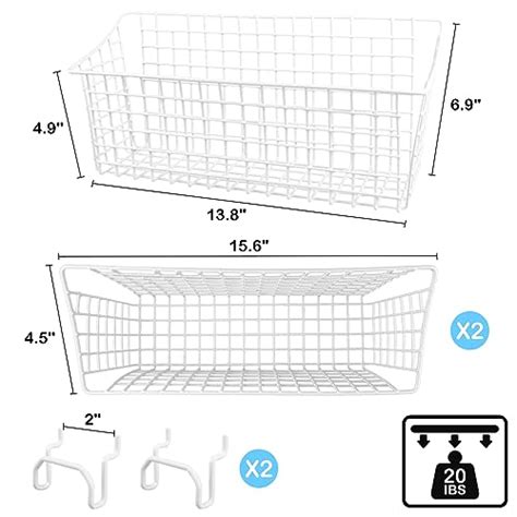 Gcore 2 Pack Pegboard Baskets Large Metal Shelves Hooks