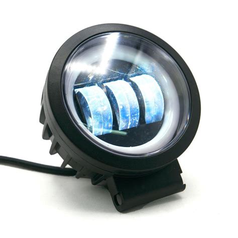 Faro Auxiliar Led Con Lupa Redondo Con 3 Led Ojo De Angel Con Luz