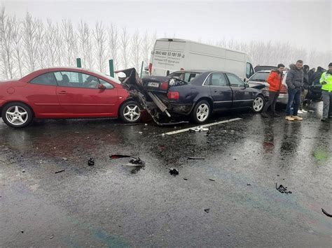 Accident în lanț pe autostradă la frontiera de vest cu 10