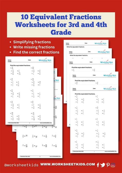 Equivalent Fractions Worksheets For Rd And Th Grade Free Pdf