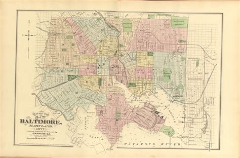 Historic Baltimore Map - Vintage World Map Showing Streets