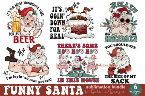 Funny Santa Christmas Sublimation Bundle Graphic By Owlsomedesigns