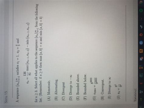 Solved Soru A Sequence An A Satisfies A Q And Chegg