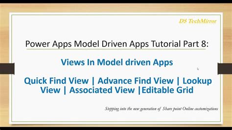 Power Apps Model Driven Apps Tutorial Part 8 Views In Model Driven Apps And Editable Grid