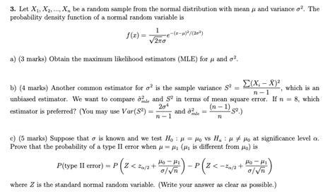 Solved 3 Let X1 X2 Xn Be A Random Sample From The Chegg