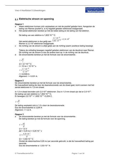 Systematische Natuurkunde Vwo Hoofdstuk Elektrische Systemen