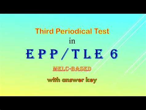 Third Periodical Test In Epp Tle With Answer Key Melc Based Youtube