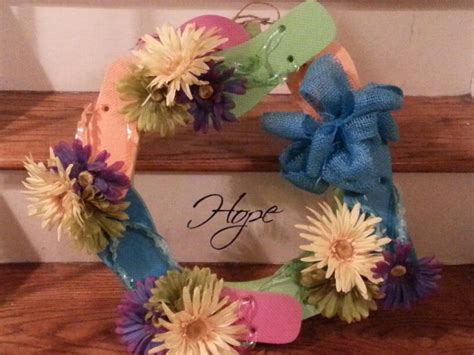 Wreath Out Of Pool Noodle Flowers And Flip Flops From The 1 Store