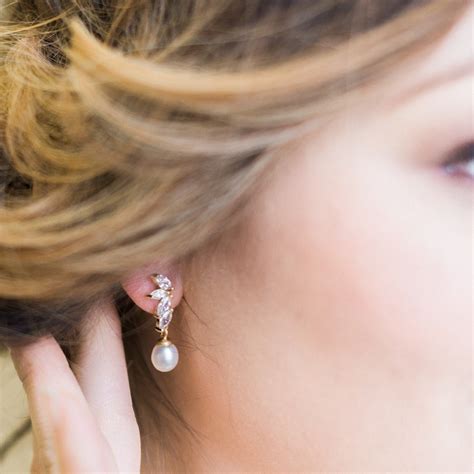 Shelly Teardrop Pearl Gold Earrings Jules Bridal Jewellery Ireland