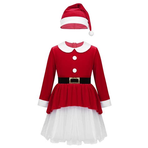 Freebily Enfant Fille Robe De Noël Avec Chapeau Ensemble Fille Noël