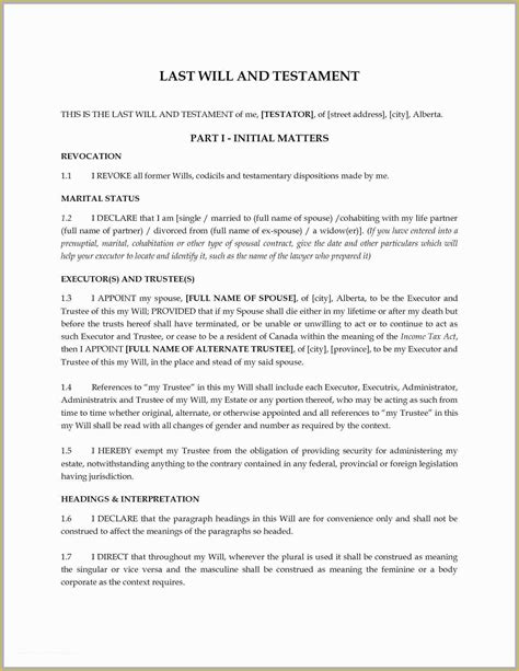 Free Last Will And Testament Template Microsoft Word Of Last Will And Testament Template