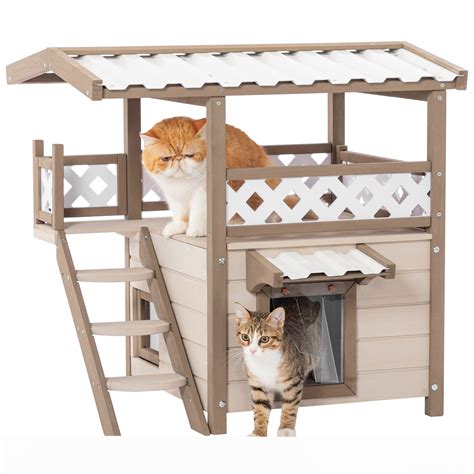 Tucker Murphy Pet™ Feral Cat House Outdoor Indoor Kitty Houses With Durable Pvc Roof, Escape ...